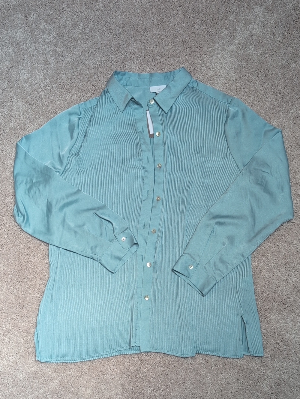 J. Jill Light Teal Pleated Front Shirt Jacket